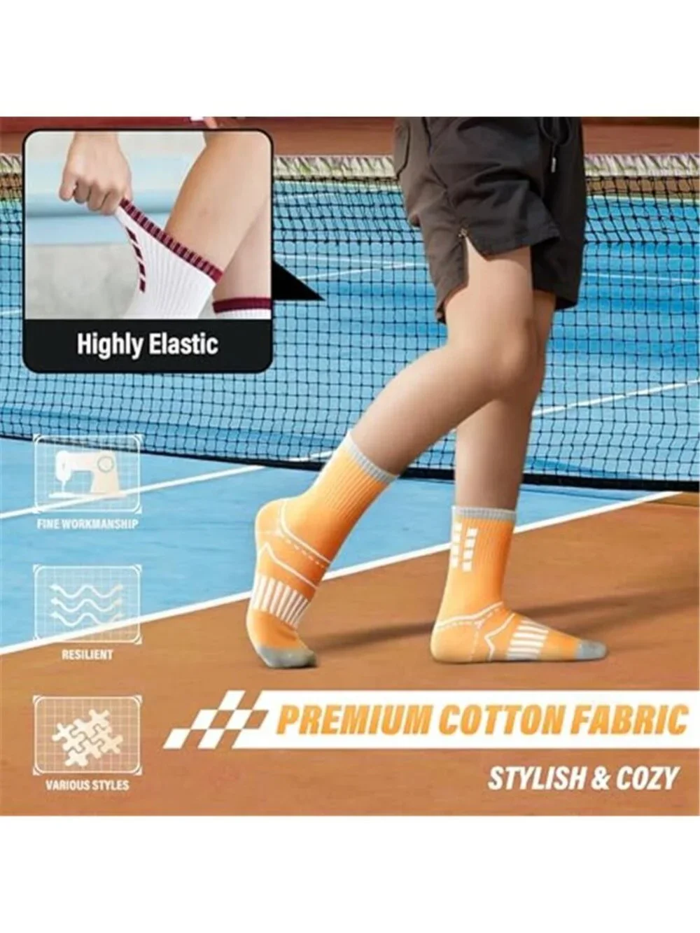 6 Pairs Kids Cotton Crew Socks Athletic Sport Socks